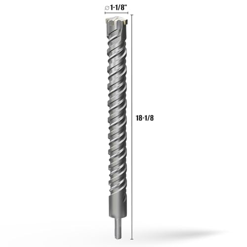 CSOOM SDS Plus Rotary Hammer Drill Bit 1-1/8"x18.11", Professional Concrete Drill Bit for Concrete, Brick, Stone and Cement Walls - size: 1-1/8"x18.11"