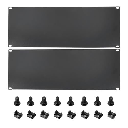 1 Set 4U Blank Panel, Metal Rack Mount Filler Panel Kit with Screws and Nuts for 19 Inches Network Enclosure Server Rack Cabinet Cable Accessories, Black - size: 177.5mm (4U)