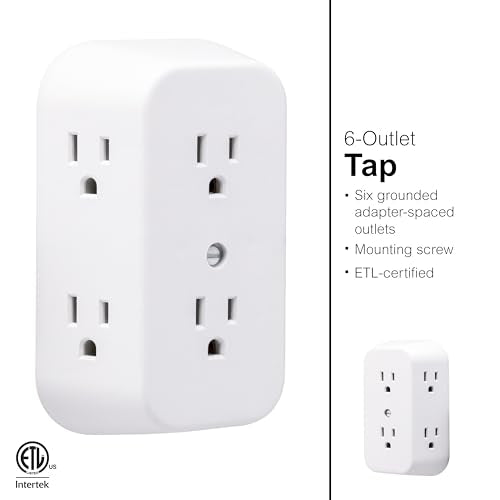 GE Outlet Extender, 6 Outlet Multi Plug Wall Power Splitter - size: 1 Pack