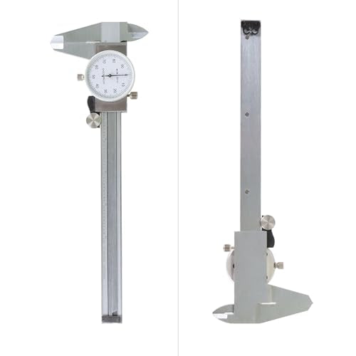 0-6 inch Dial Caliper Measuring Tool Imperial Stainless Steel 4-Way Dial Caliper 0.001" Shockproof with Plastic Case