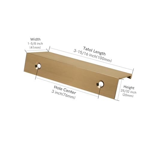 Rergy 10 Pack 3" Cabinet Pulls Champagne Bronze Finger Pulls for Cabinets - color: Champion Bronze, size: Hole Center: 3in(76mm)