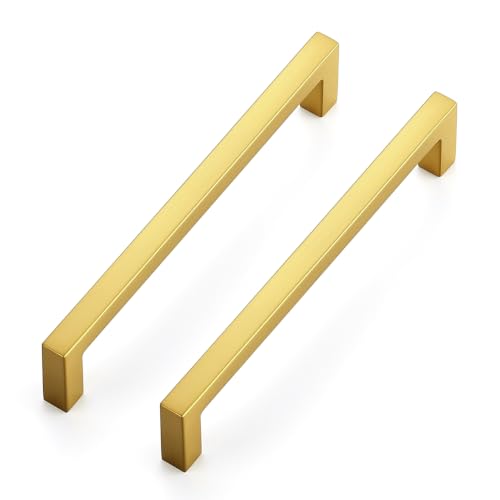 Ravinte Gold Cabinet Handles Solid Cabinet Pulls, 5 Inch CC, 10 Pack - color: Gold, size: Flat Black 5" Hole Center