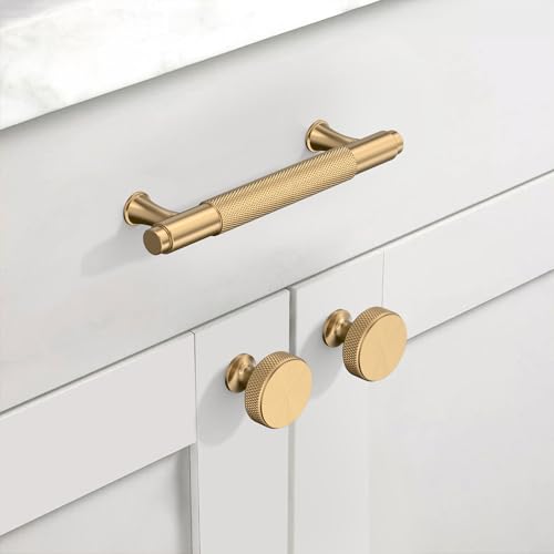 10 Pack Champagne Bronze Cabinet Knobs 1.2'' Knurled Drawer Pulls - color: Champagne Bronze