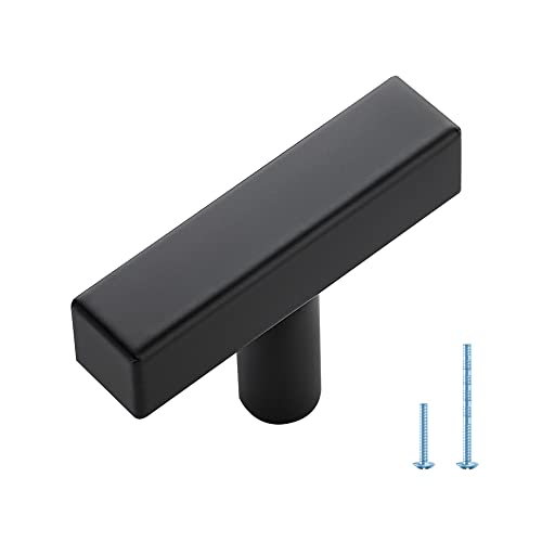 Ravinte 1 Pack Black T Bar Square Cabinet Knobs 2in Cabinet Pulls | Matte Black Finish, Solid Metal, Easy Install, Screws Included, Hardware, Kitchen, Bathroom, Drawers, Cabinets - color: Black, size: 1 Pack, style: Square