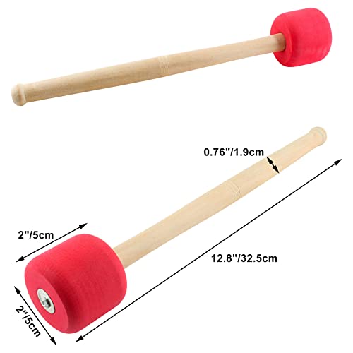 Jiozermi 2 Pcs Drum Mallet, Red, 12.8 Inches for Drums Snare Drums - color: Red
