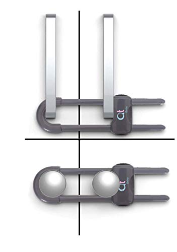 QT BABY Baby Proofing Cabinet Locks Adjustable U Shaped Baby Safety Latches for Drawers, Fridge, Closet Modern Baby Proofing Cabinet Lock with Extra Secure Lock Buttons (Pack of 6, Thunder Grey) - color: Thunder Grey, size: Pack of 6