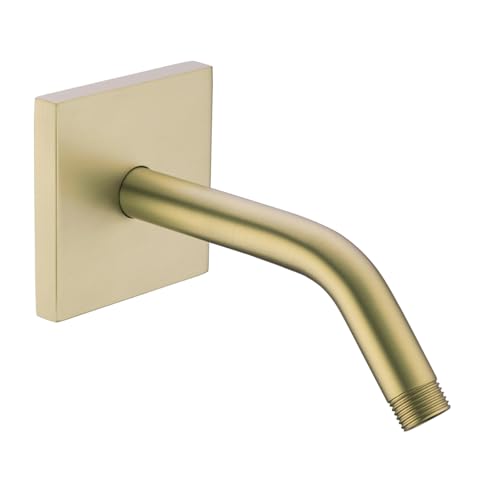 RANDOM Shower Arm with Flange,Gold 6 Inches Wall Mount Angle Shower Head Extension Arm For Fixed Shower Head Stainless Steel,Brushed Gold.RD-91018-6BG-SQ - color: 6″ Brushed Gold(Square Flange)