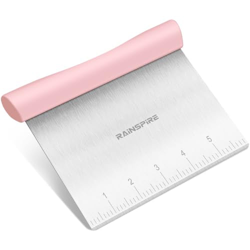 Multi-Purpose Stainless Steel Bench Scraper Dough Blender & Pastry Cutter - color: Pink