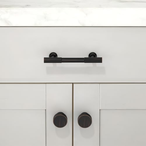 10 Pack Oil Rubbed Bronze Cabinet Pulls 3 Inch(76mm) Kitchen Cabinet Handles Solid Zinc Alloy Cabinet Hardware Drawer Pulls - color: Oil Rubbed Bronze, size: 3" Hole Center