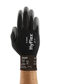 Ansell HYFLEX 11-600 Light Duty Nylon Industrial Gloves w/Palm Coating for Metal Fabrication, Automotive - Medium (8), Black (1 Pair)