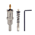 15/16" (24mm) Tungsten Carbide Tipped Hole Saw with 2Pcs Titanium-Plated Pilot Drill Bits for Hard Metal,Stainless Steel,Iron,Aluminum Alloy,Wood and Plastic - size: 24mm | 15/16"
