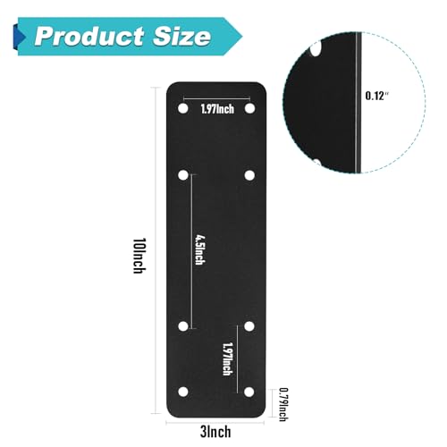 Post to Beam Connectors 4pcs,10"X3" Mending Plates for Wood - style: I-shape(10X3X0.12)