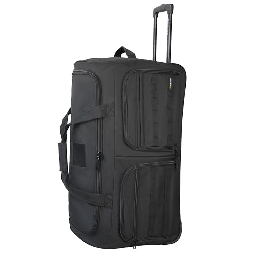 US Army ROMEO 31-inch Large Tactical Duffel Bag with Wheels | Heavy Duty Material, Molle Webbing, Water Resistant Military Rolling Bag for Travel, Deployment, and Camping - Black - color: Black, size: 31-inch