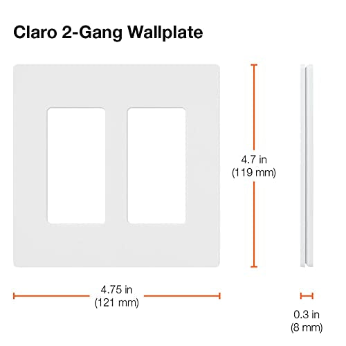 Lutron Claro Light Switch Cover Plate, 2 Gang Wallplate, Satin - color: Snow, size: 1 Pack