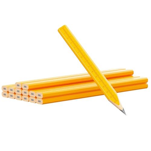 KR. LIF Carpenter Pencils with CM Scale – Framing Construction Pencil for Contractor & Woodworking 14-Pack (Yellow) - color: Yellow