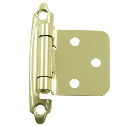 4-Pack (2 Pair) Gold Self-Closing Cabinet Hinges | 1/2" Variable Overlay, Semi-Concealed Face Frame, Flush Mount for Kitchen/Bath Cabinets, Door Bumpers & Upgraded Screws - color: Gold