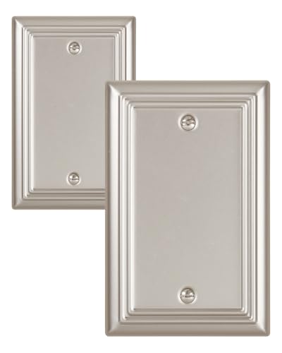 Switch Plates Outlet Covers, 2-Pack Metal Wall Plates, Satin Nickel - color: Satin Nickel, size: 1 Blank 2PK