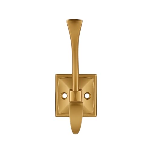 HARPOON 5 Pack Prong Hook, Heavy Duty Two Flared 4.3 inch Coat Hooks, Wall Mounted with 4 Screws, Utility Hooks - Brushed Gold - color: Brushed Gold