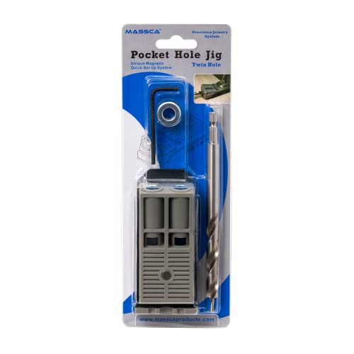 Massca Twin Pocket Hole Jig Kit, Woodworking Tools and Accessories Set