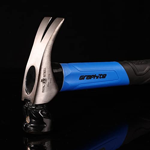 REAL STEEL 16 Oz Jacketed Graphite Magnetic Head Curved Claw Hammer with Non-Slip Cushion Grip Framing Hammer Smooth Face with Smooth Face 0501 - size: 16 oz
