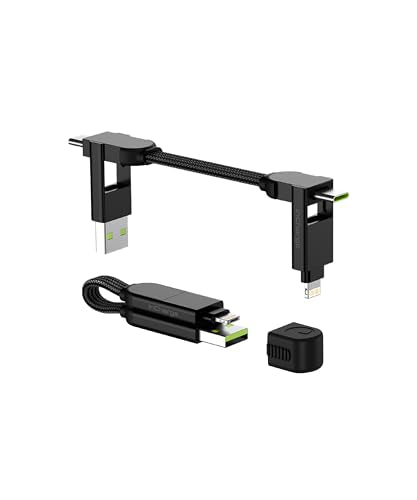 Rolling Square inCharge X - USB C Charger Cable, Lightning Cable for Smartphone, Universal Cable Charger 6 in 1, USB Plug, Black, 100W - color: Black