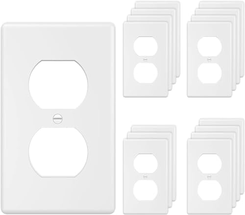 1-Gang Duplex Outlet Wall Plate Cover for Electrical outlets Unbreakable Polycarbonate Thermoplastic Outlet Cover Plate Receptacle Cover, Light Switch Cover, White, 20 Pack - color: 1-Gang Duplex, size: 20 Pack