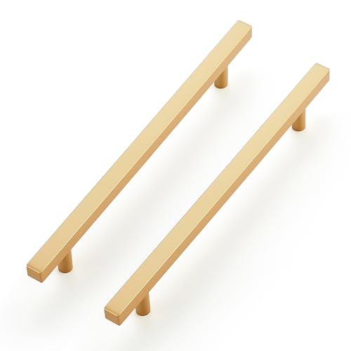 Ravinte Champagne Gold Handles Square Cabinet Hardware 7-1/2 Inch 10 Pack - size: 7-1/2" Hole Center