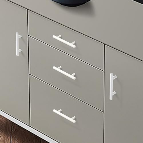 35 Pack | White Cabinet Handles, German Krupp Stainless Steel Pulls, CNC Precision ±0.01mm, Family Kitchen Renovation Set, Durable and Unified Look, 5 Inch Length, 3 Inch Hole Center - color: Matte White, size: 3 inch Hole Center