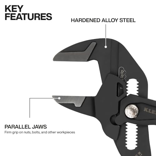Klein Tools D53110 Compact Plier Wrench, High Leverage Multi-Use Adjustable Plier Wrench with Smooth Jaws, 10-Inch - size: 10-Inch