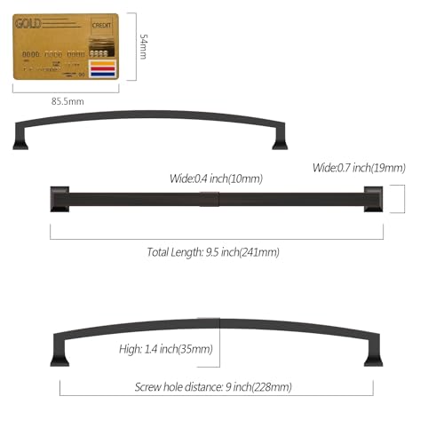 Amerdeco 10 Pack Oil Rubbed Bronze 9 Inch(228mm) Hole Centers Kitchen Cabinet Pulls Cabinet Hardware Kitchen Handles for Cabinets Cupboard Handles Drawer Pulls ZH0009 - color: Oil Rubbed Bronze, size: 9"/228MM Hole Center