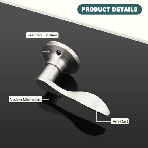 GOBEKOR 6 Pack Half Dummy Door Handles Satin Nickel Right-Handed Levers Interior Non-Turning Door Lever Wave Dummy Lever Closet Door Handle - size: Right-Handed Dummy Lever