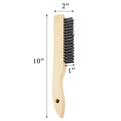 Elsjoy 12 Pack 10 Inch Wire Scratch Brush with Wooden Handle, Heavy Duty Steel Wire Brushes for Cleaning Rust, Paint Removal