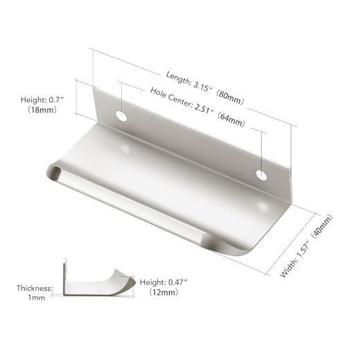 Ravinte Silver Finger Edge Pulls Drawer Edge Pulls 80mm/3.15 inch 6 Pack - size: 2-1/2" Hole Center,3.15" Overall Length