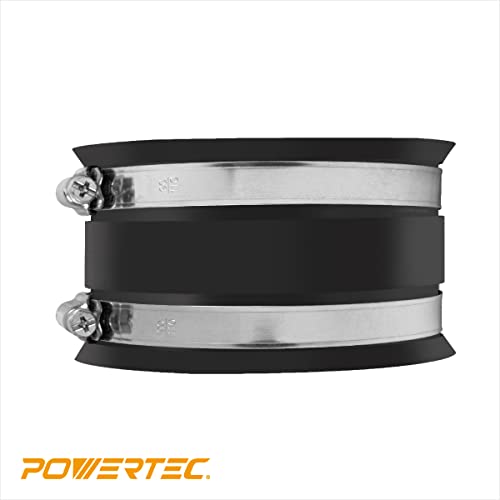 POWERTEC 70149-P2V 4 Inch Dust Control Flex Cuff with Steel Hose Clamps, Hose Connector Rubber Cuff Coupler for Woodworking Dust Collection Fittings, Dust Collector Accessories & Machinery, 2 pack - size: 4", 2PK