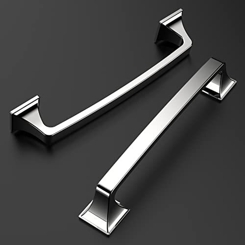 Amerdeco 10 Pack Polished Chrome Cabinet Pulls 5 Inch(128mm) Hole Center Cabinet Hardware Kitchen Cabinet Handles for Bathroom Drawer Pulls Dresser Pulls ZH0002 - color: Polished Chrome, size: 5" hole center