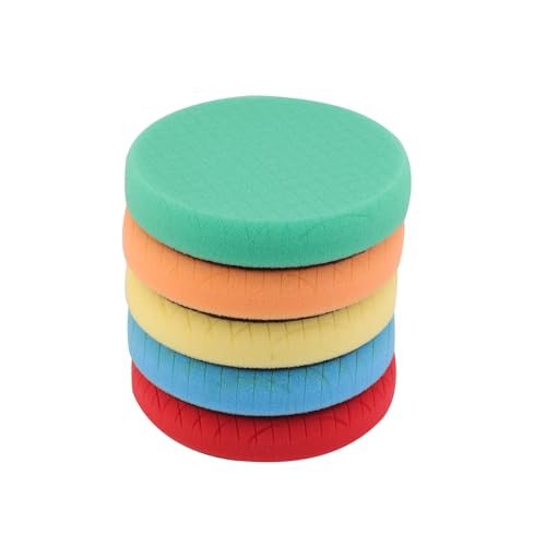 Buffing Polishing Pads, SPTA 5Pcs 5.5 Inch Face for 5 Inch 125mm Backing Plate Mix Cutting Force Buffing Pads Cutting Polishing Pad Kit for Car Buffer Polisher Compounding,Polishing, Waxing-SQPPS5MIX - size: 125mm