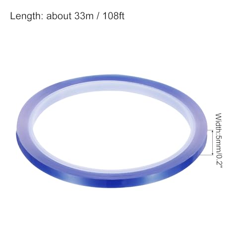 uxcell Blue Heat Tape, 1 Roll 5mmx33m 108ft High Temperature Heat Resistant Tape for Sublimation,Heat Vinyl Press,Heat Transfer, Circuit Board, No Residue - color: Blue, size: 5mmx33m