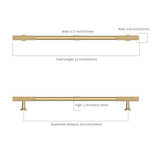 Asidrama 10 Pack 10 inch Champagne Bronze Kitchen Cabinet Handles - color: Champagne Bronze, size: 10" Hole Center
