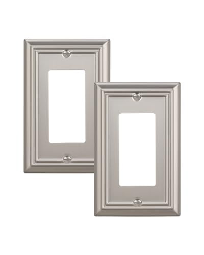 DEWENWILS Decorator Outlet Covers, Brushed Nickel Light Switch Cover Plates - color: Brushed Nickel, size: 1 Decorator 2PK