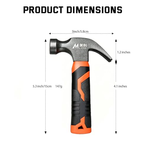 0.77 lb Mini Claw Hammer Non-slip Rubber Grips, Jewelry Hammer for Metalworking, Crafting