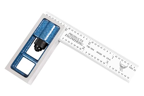 PEC Tools Double Square, 4" Machinist Blade, 16R Graduation, Cast Iron Head - color: Graduation: 16R (32nds/64ths/50ths/100ths), size: 4"