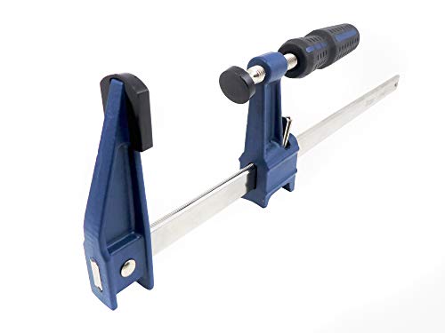 Set Taytools Medium Duty Adjustable Bar Clamps, Quick-Release Clutch Style American F Style, 2-1/2 Inch Throat Depth, Serrated Rail, Soft Grip Handle 450 Pounds Clamping pressure (2, 6 inch)