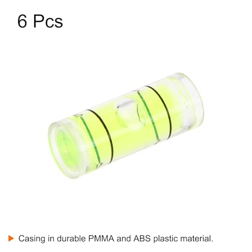 HARFINGTON 6pcs Small Cylindrical Bubble Level Vials 6x15mm PMMA Mini Horizontal Bubble Spirit Level Measuring Layout Tools for RV TV Picture Frame Hanging Tool Leveler - size: 6x15mm