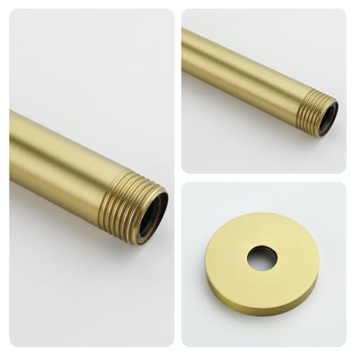 Wall Mounted Stainless Steel Shower Arm Shower Head Extension Pipe Bathroom Accessories 4 Inch Brushed Gold,SW-RD91038-4BG. - color: Circular Flange-4" Brushed Gold