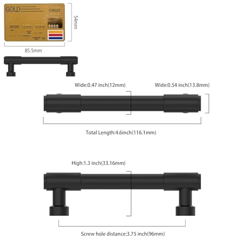 Amerdeco 10 Pack Matte Black Cabinet Pulls 3.75 Inch(96mm) Hole Center Drawer Pulls Cabinet Hardware Kitchen Cabinet Handles for Bathroom ZH0075 - color: Matte Black, size: 3.75"/96MM Hole Center
