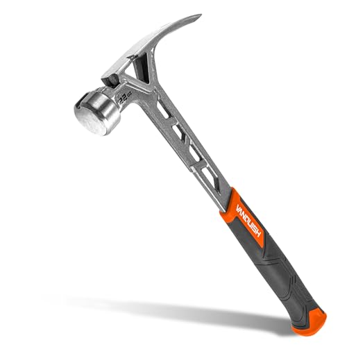 VANQUISH Framing Hammer 22oz One Piece Forged Straight Claw Hammer with Smooth Face & Shock Reduction Grip, Claw Hammer with Magnetic Nail Holder Side Nail Puller, 0630 - size: 22oz Smooth Face