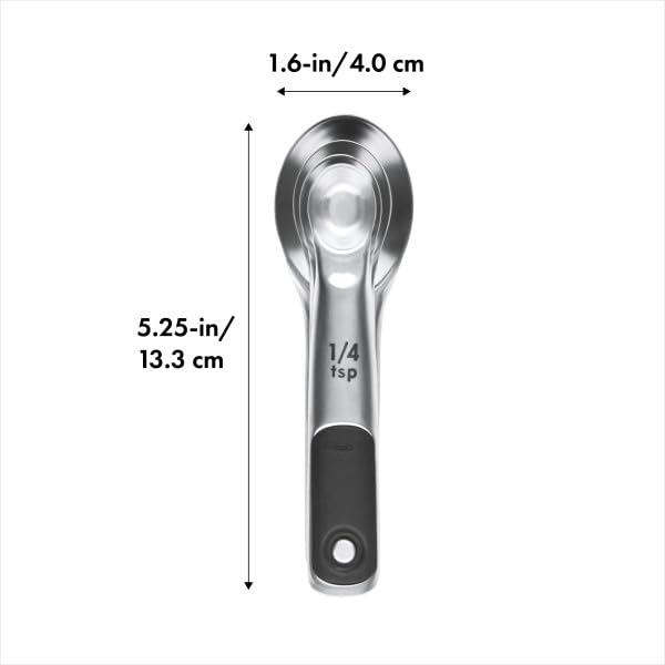 OXO Good Grips 4 Piece Stainless Steel Measuring Spoons with Magnetic Snaps - size: 4 count, style: Spoons