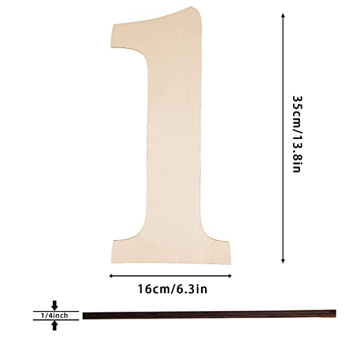 14 Inch Wooden Numbers 1, Unfinished Wood Numbers Cutout for DIY Crafts - color: 1, size: 14 Inch