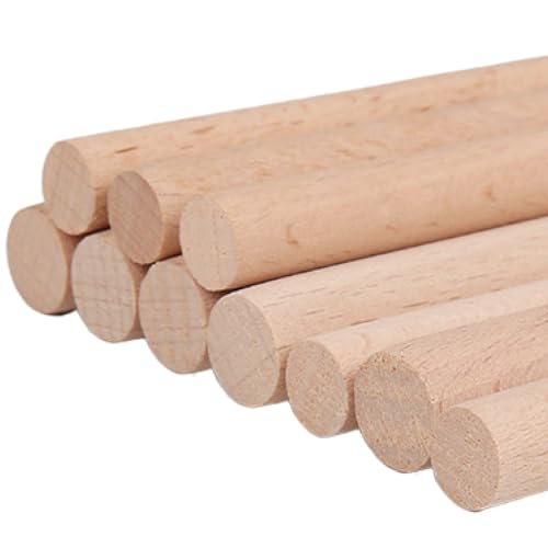 ALBO 1/2" x 48" Wooden Dowel Rods Set - 10 Pack Birch Natural Long Thin Craft Sticks Joinery Curtain Holders Toys Hardwood Smooth Finish Universal Material DIY Decor Bulk Professional - size: 1/2" x 48" 10 Pcs