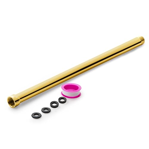 OFFO Shower Head Extension Arm, Shower Arm Extension Shower Head Extender Made of 304 Stainless Steel Shower Pipe Extension, Bright Gold 16 in - color: Bright Gold, style: 16 in